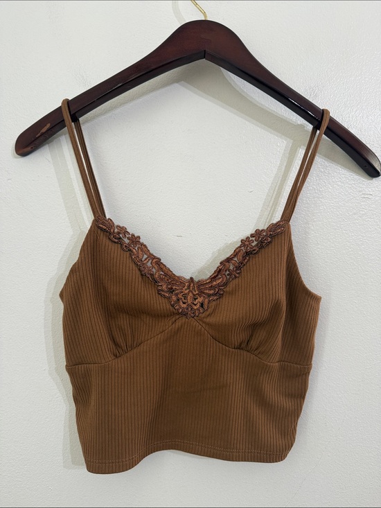 Altar'd State Tops - Altar'd State Spaghetti Strap Tank Top Womens Small Brown Lace Y2K
